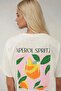Women's 100% Cotton Crew Neck Oversize White Printed T-Shirt - 5