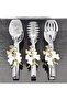 Silver Serving Tongs Set of 3 White Butterfly Pasta/Cake/Dinner/Presentation Tongs