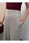 High Waist Wide Leg Trousers with Internal Elastic and Grass Detail 8908 - 3