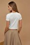 Regular Fit Crew Neck 100% Cotton Crop T-Shirt with Print Detail - 5
