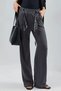 Modal Textured Belt Detailed High Waist Straight Leg Knitted Trousers Berşan Collection