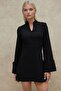 Stylish V Neck Long Sleeve Mini Dress