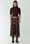 فستان بتجاعيد مجمّعة تنورة ميدي منقوشة - 6