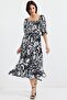 Bdart Floral Midi Dress with Square Neckline and Slit - 3