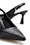 Women's Black Leather Open-Back Pointed Thin Heeled Shoes - 4