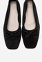 Sosa Black Suede Genuine Leather Blunt Toe Bowknot Women's Ballerina Shoes - 2
