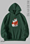 Unisex Hoodie Long Sleeve Teddy Bear Printed Hooded Oversized 100% Cotton Combed Cotton Sweatshirt - 6