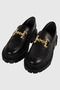 Bianca black matte buckle detail chunky loafer shoes - 4