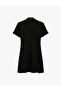 Slim Fit Short Sleeve Shirt Collar Buttoned Mini Dress with Metal Accessories - 4