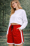 Women's Sports Shorts High Waist Side Cappa Fabric Stripes Comfortable Fit Casual, Fitness and Training Shorts - 4