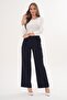 Women's Elastic Waist Wide Leg Fabric Trousers 260115 - 265254 - 2