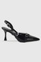 Victoria Black Patent Leather Cross Buckle Detail Women's Heeled Shoes - 3