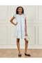 Senior Girls Blue Butterfly Print Sateen Dress - 2