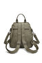 Iverelle Green Washed Leather Cover Detailed Multi-Compartment Stylish Backpack Shoulder Crossbody Bag - 3