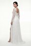 Women's White Slim Fit Long Sleeve Leg-Cut Low-Cut Lace Evening Dress - 6