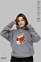 Unisex Hoodie Long Sleeve Teddy Bear Printed Hooded Oversized 100% Cotton Combed Cotton Sweatshirt - 3
