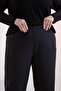 Plus Size Women's Trousers with Button Detail at the Hem, Black - 6