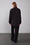 Black Self-Patterned Collared Double Suit - 6