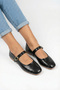 Black Soft Bowknot Stylish Women's Ballet Flats Orthopedic Lightweight Sole Leather Skin - 2