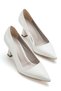Women's White Skin Pointed Toe Thin Heeled Stiletto
