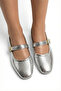 Silver Patent Leather Soft Bow Stylish Women's Ballet Flats Orthopedic Lightweight Sole Leather Skin - 2