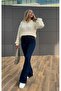 Flared high-waist non-fading blue snow wash denim shaping jeans pants - 3