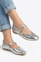 Silver Patent Leather Soft Bow Stylish Women's Ballet Flats Orthopedic Lightweight Sole Leather Skin - 7