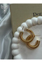 Pipe Model Ring Women's Gold Earrings - 3