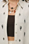 Women's Ethnic Modern Bead Embroidered Natur Oversize Shirt - 2