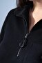 Plus Size Women's Zippered Knitwear Blouse Black - 8
