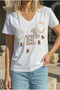 White V-Neck 100% Cotton T-Shirt with Tassels, Embroidery and Beading - 4