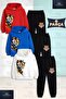 Children's Unisex Tiger Looking to the Right Head 3Lu Hooded Tracksuit Set