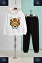 Children's Unisex Tiger Glasses Drawing Head 3-Piece Hooded Tracksuit Set - 2