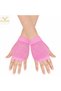 80S 90S Retro Neon Pink Fishnet Fingerless Short Gloves 11cm