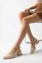 Noir Beige Patent Leather Open Back Galvanized Low Heel 4 cm - 3