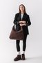 Siena Bitter Brown Suede Textured Large Size Wide Volume Women's Hobo Shoulder Bag - 3