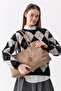 Hazel Mink Soft Suede Textured Large Size Wide Volume Women's Tote Shoulder Bag - 5