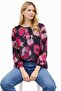 Women's Pleated from the Bust Crew Neck Chiffon Curve Plus Size Sporty Chic Patterned Blouse