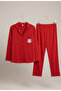 Women's Cat Figure Printed Milan Fabric 100% Cotton Pajama Set - 5