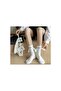White Color Rose Patterned Combed Cotton Tennis Socks with Magnetic Grips, 4 Pairs - 2