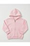 Unisex Kids Dusty Pink Zippered Hooded Sweatshirt Comfortable Basic Cardigan for School-Daily Wear 3-10 Years Old