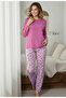 Women's Crew Neck Milan Fabric Printed 100% Cotton Pajama Set - 2
