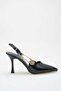 Else Black Patent Leather Gold Button Buckle Summer Stiletto Heels 8.5 cm - 2