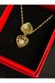Vip Steel Zirconium Heart Cover with Pearl Detail Gold Necklace - 3