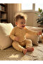 Unisex Baby Beige Corded Cotton Long Sleeve Jumpsuit with Front Snap Fasteners