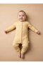 Unisex Baby Beige Corded Cotton Long Sleeve Jumpsuit with Front Snap Fasteners - 2