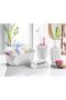 Geometric Design 4-Piece Bathroom Set Soap Dispenser, Toothbrush Holder, Liquid Soap Dispenser, Basket - 2