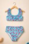 Ruffled Printed High-Waisted Girls' Bikini Set (Ages 3-10)