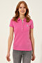 Women's Pink Basic Polo Neck T-Shirt 50246287-Vr041
