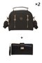 Women's Vegan Leather Everyday Crossbody Bag – Black with Gold Zipper Detail